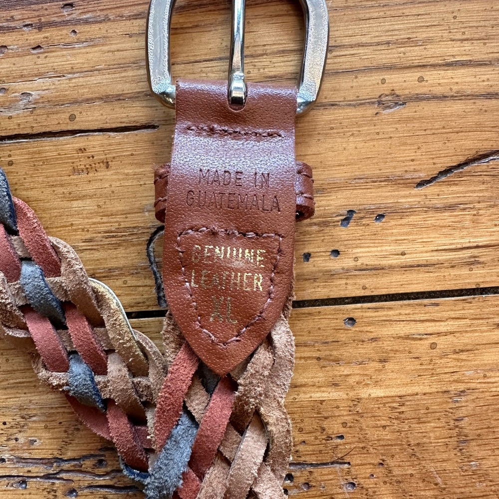 Leather Braided Multicolor Belt Made in Guatemala XL - Picture 5 of 8